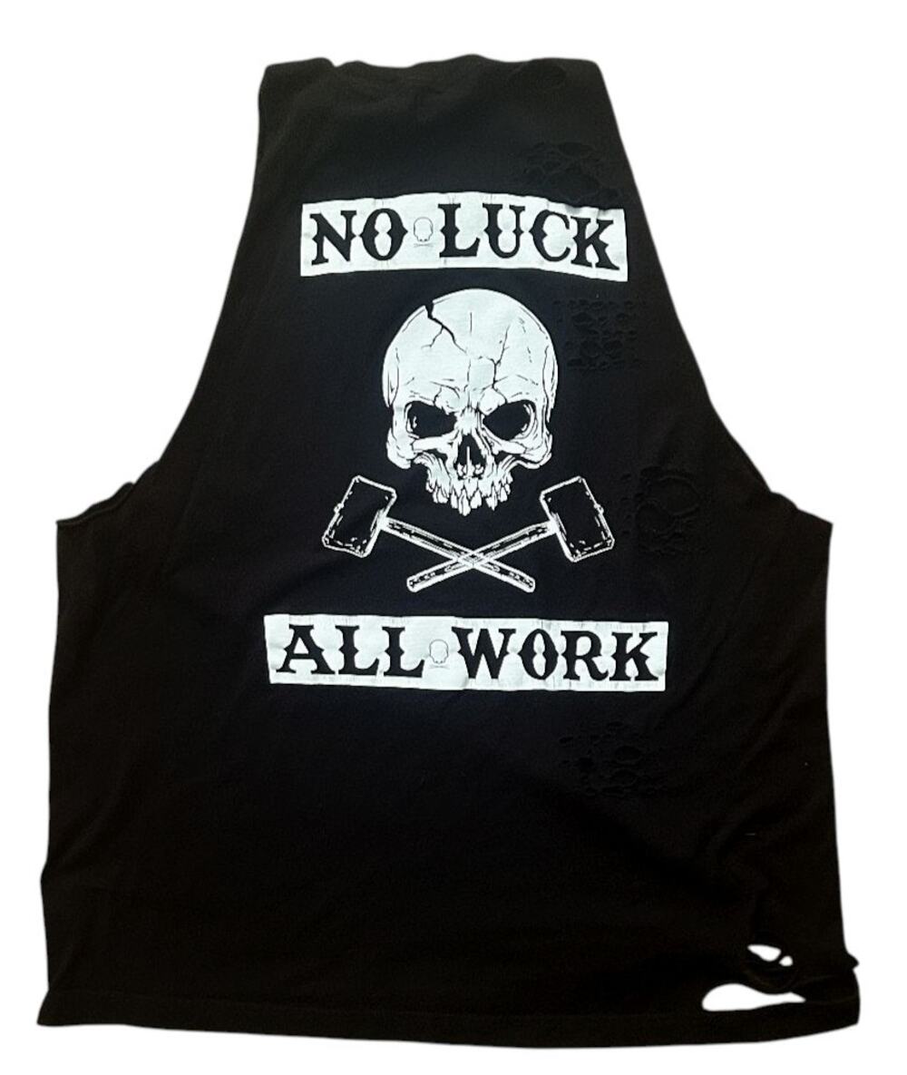 The Drive Clothing "No Luck All Work" Road Rash Distressed Black Tank Men's XL